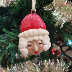 New Handmade Salt Dough Mrs. Claus Ornament